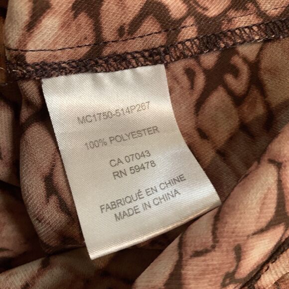 Kenar Sleeveless Top Brown Snakeskin Print Heavily Wood Beaded Neckline XL - Picture 8 of 9